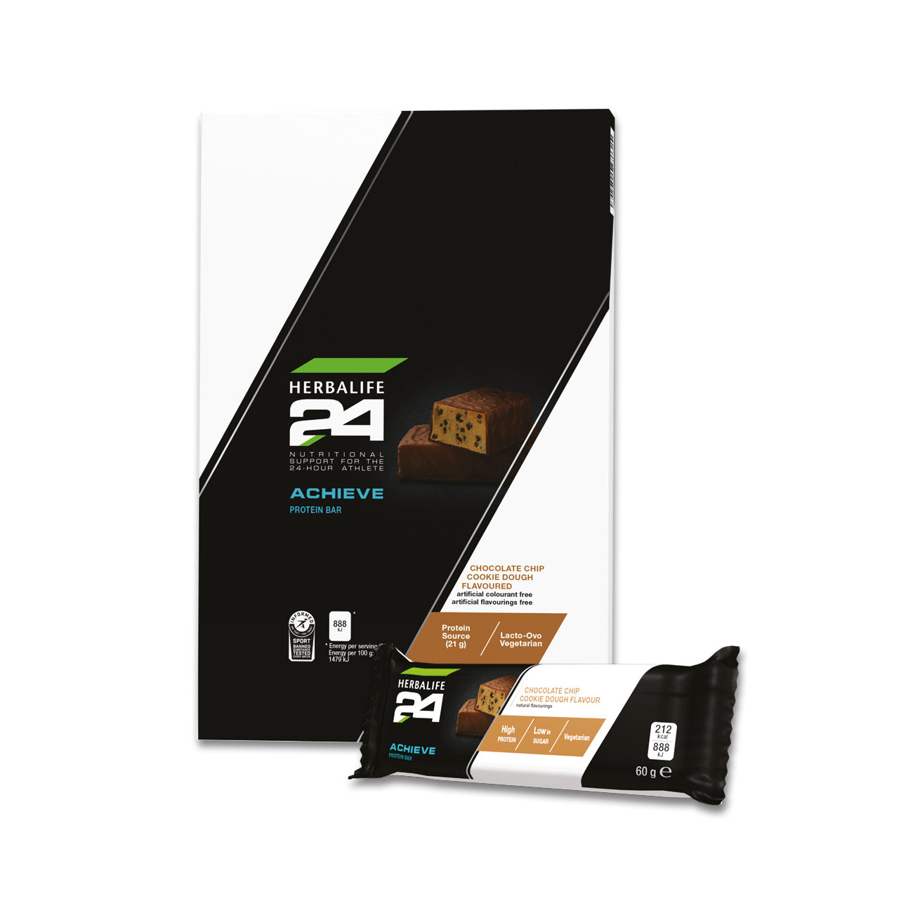 H24 Achieve Protein Bars Chocolate Chip Cookie Dough Flavoured 6 bars per carton x 60g each